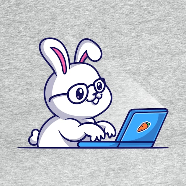 Cute Rabbit Working On Laptop Cartoon by Catalyst Labs